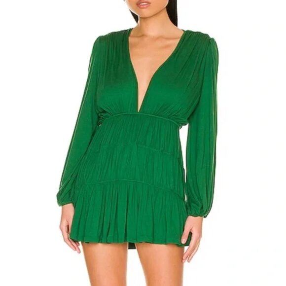 NWT Indah Body "Francesca" Long Sleeve Plunge Mini Dress in Iris, Size 1 - Picture 7 of 7